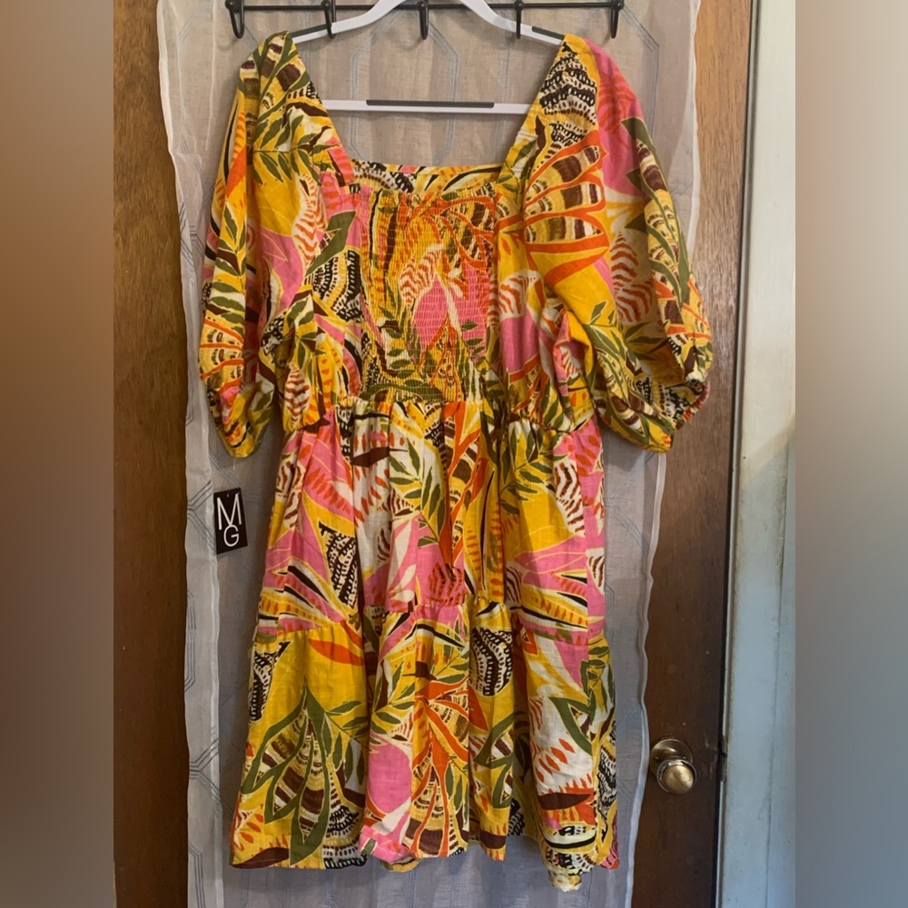 Mlle Gabrielle Plus Size Cotton Floral Print Summer Dress-Size 3X - Picture 4 of 11